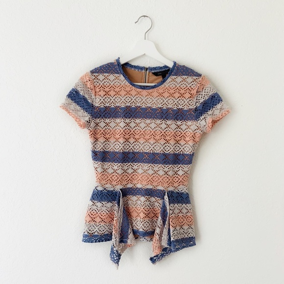 BCBG MaxAzria Women's Vicktoria Lace Peplum Top - Picture 1 of 8